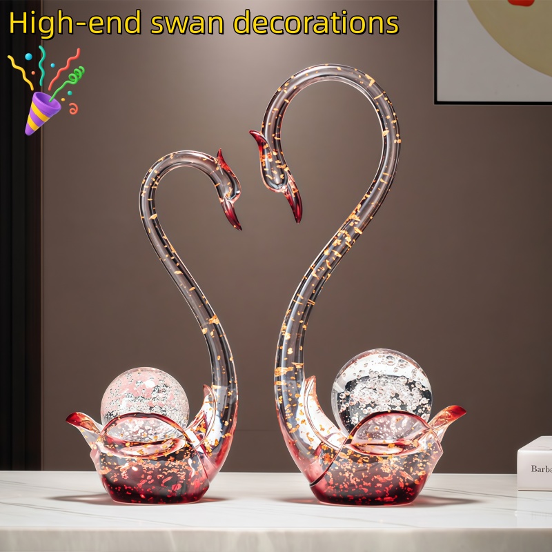 Resin Art Wedding Gift - تمثال زوج من البجع الفاخر من