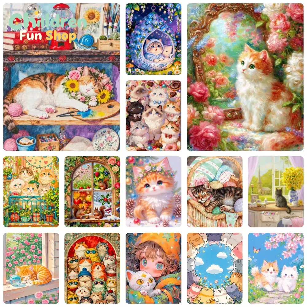 Resin Art Work - لوحة ماسية بتصميم قطة صغيرة لطيفة